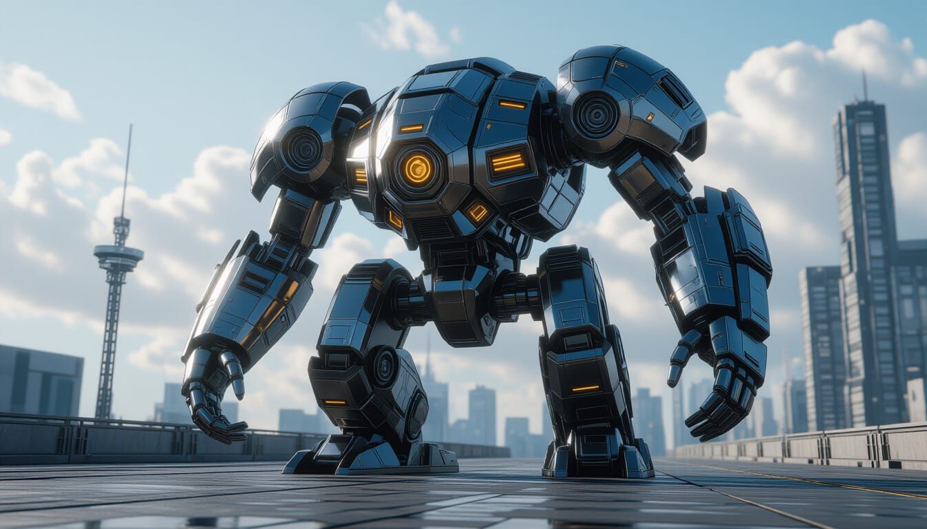 Epic Sci-Fi Mech Ground View in 8K