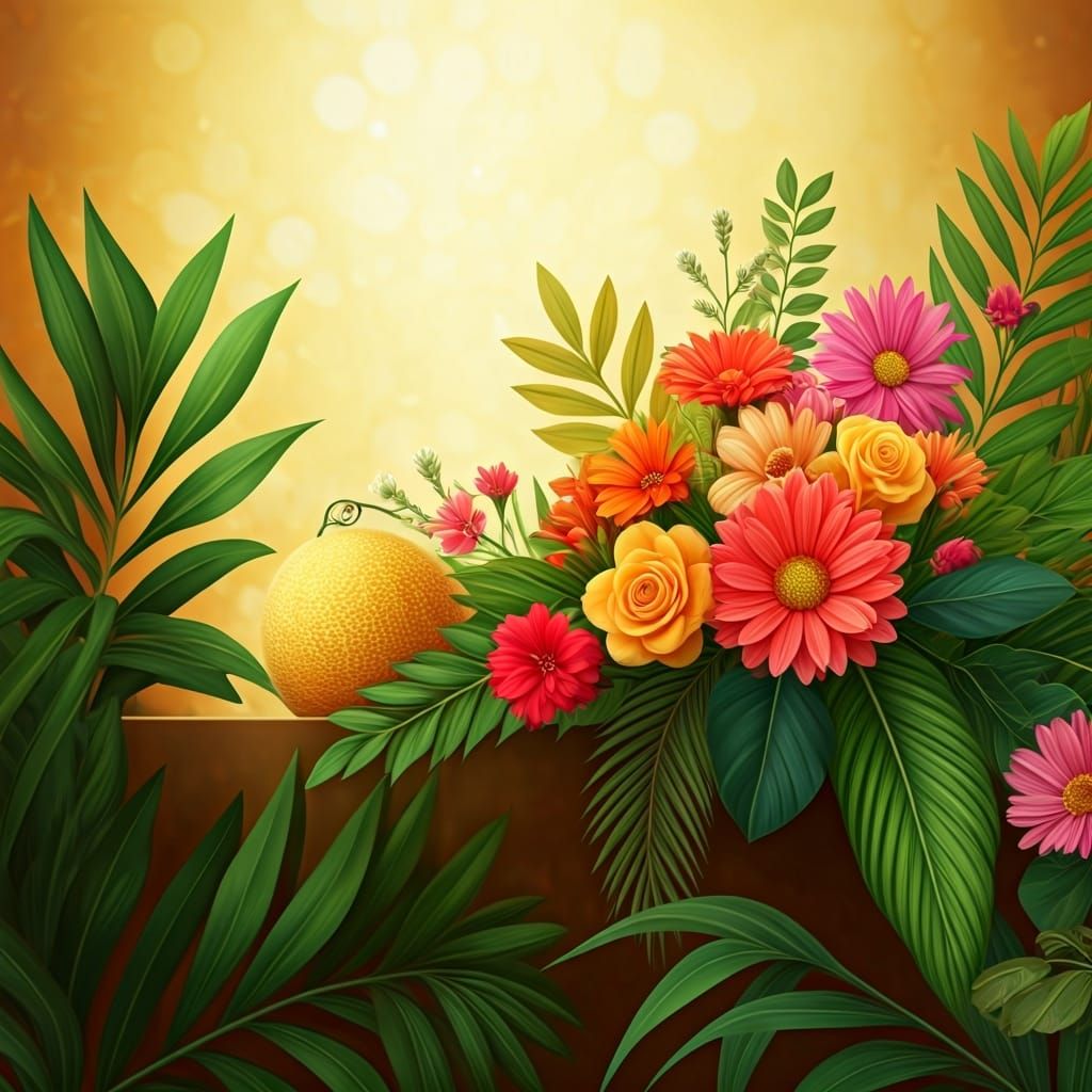 Impressionistic Summer Wedding Scene with Floral Decor