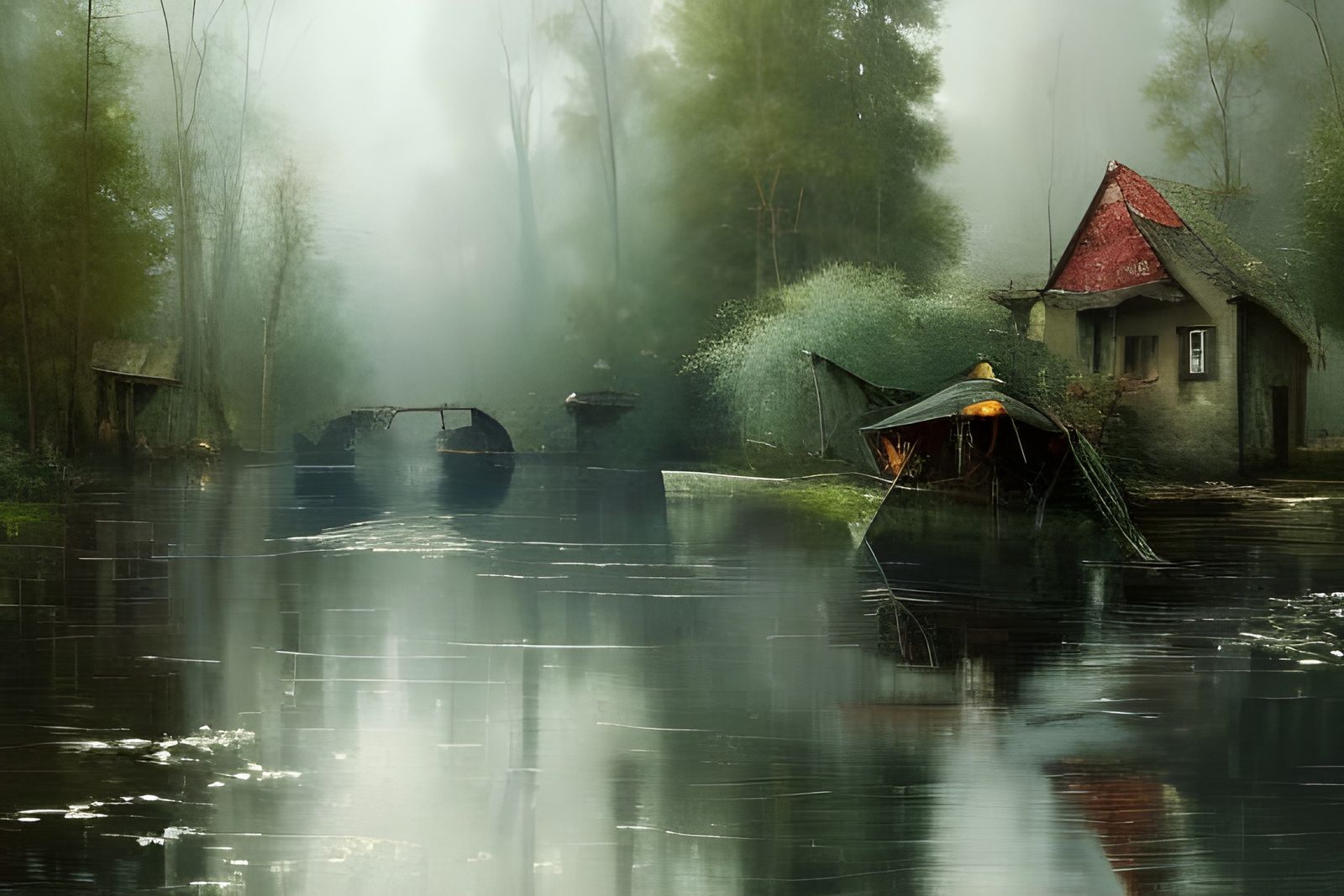 Monochromatic Landscape in Expressionist Style