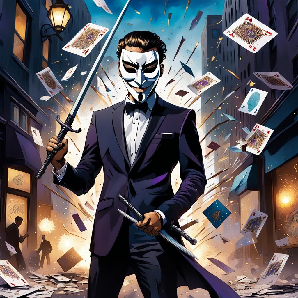 Man with Comedy Mask in Graffiti Splash Art