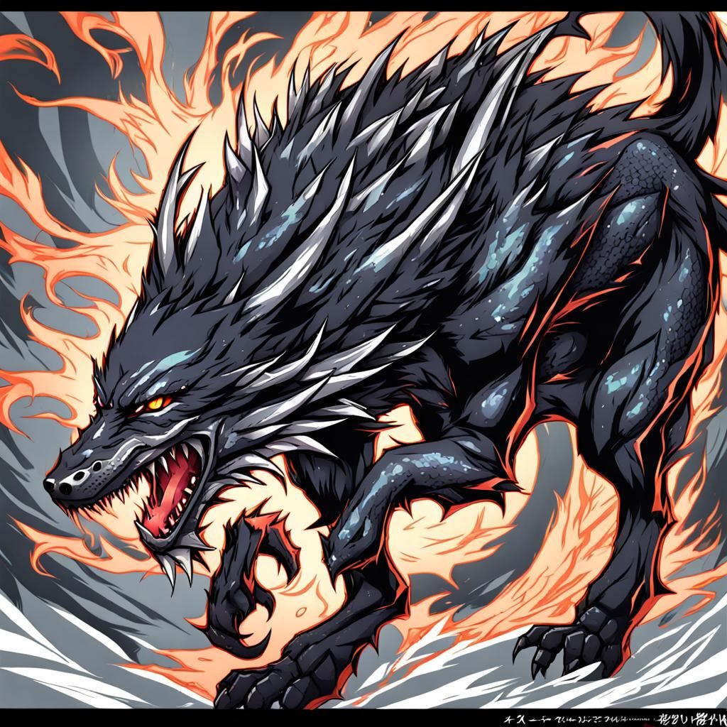 Anime Style Dragon Wolf: Japanese Manga Art