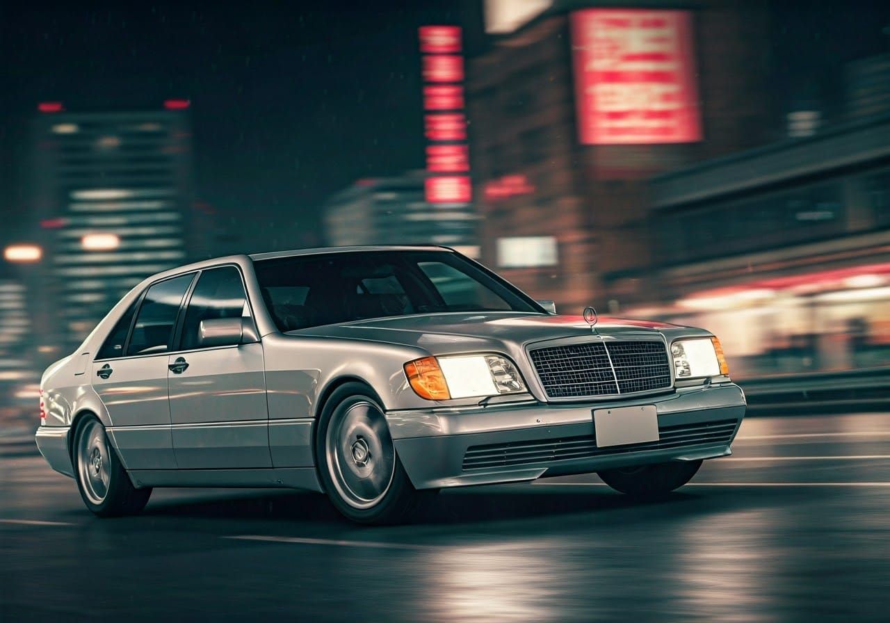 Mercedes S600 W140 Cruises Yokohama Night
