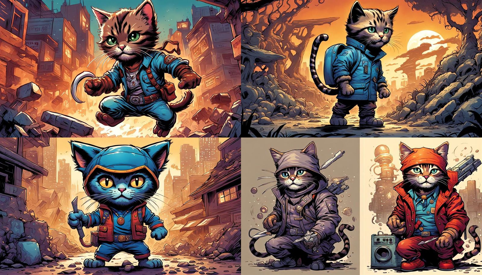 Kitten as Randy Savage in Comic Book Art