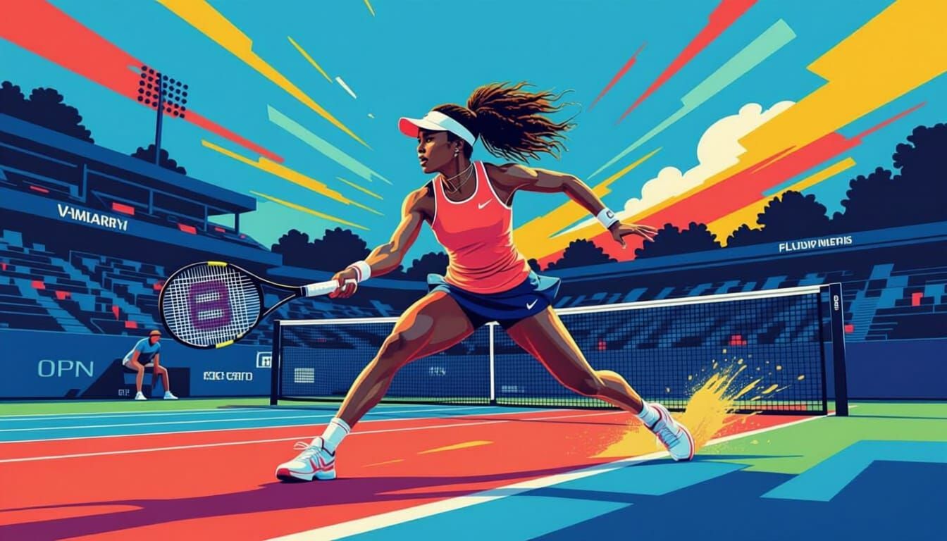 Tennis Player at US Open: Syd Mead Style