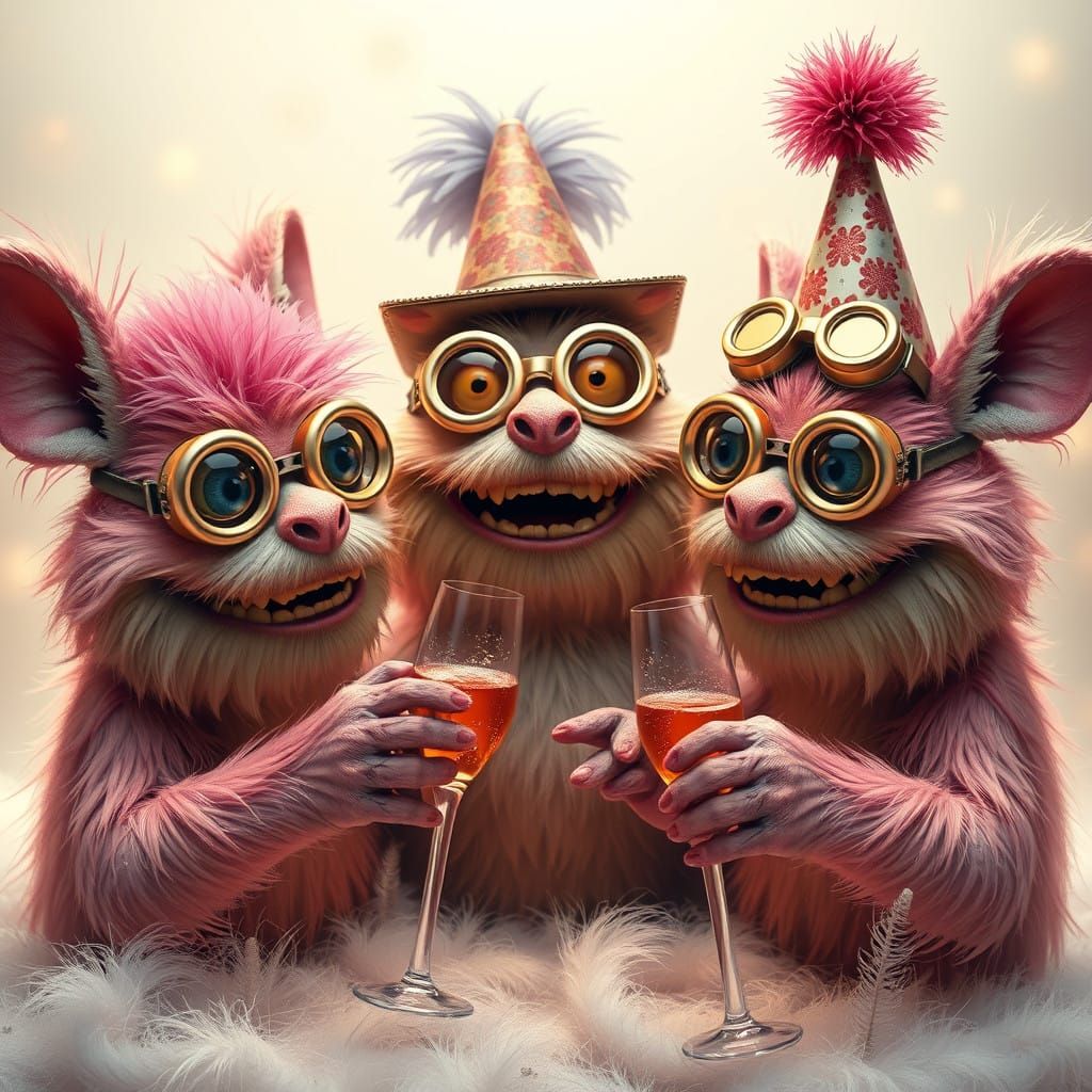 Fantastical Furry Creatures Celebrate New Year's Eve in Whim...