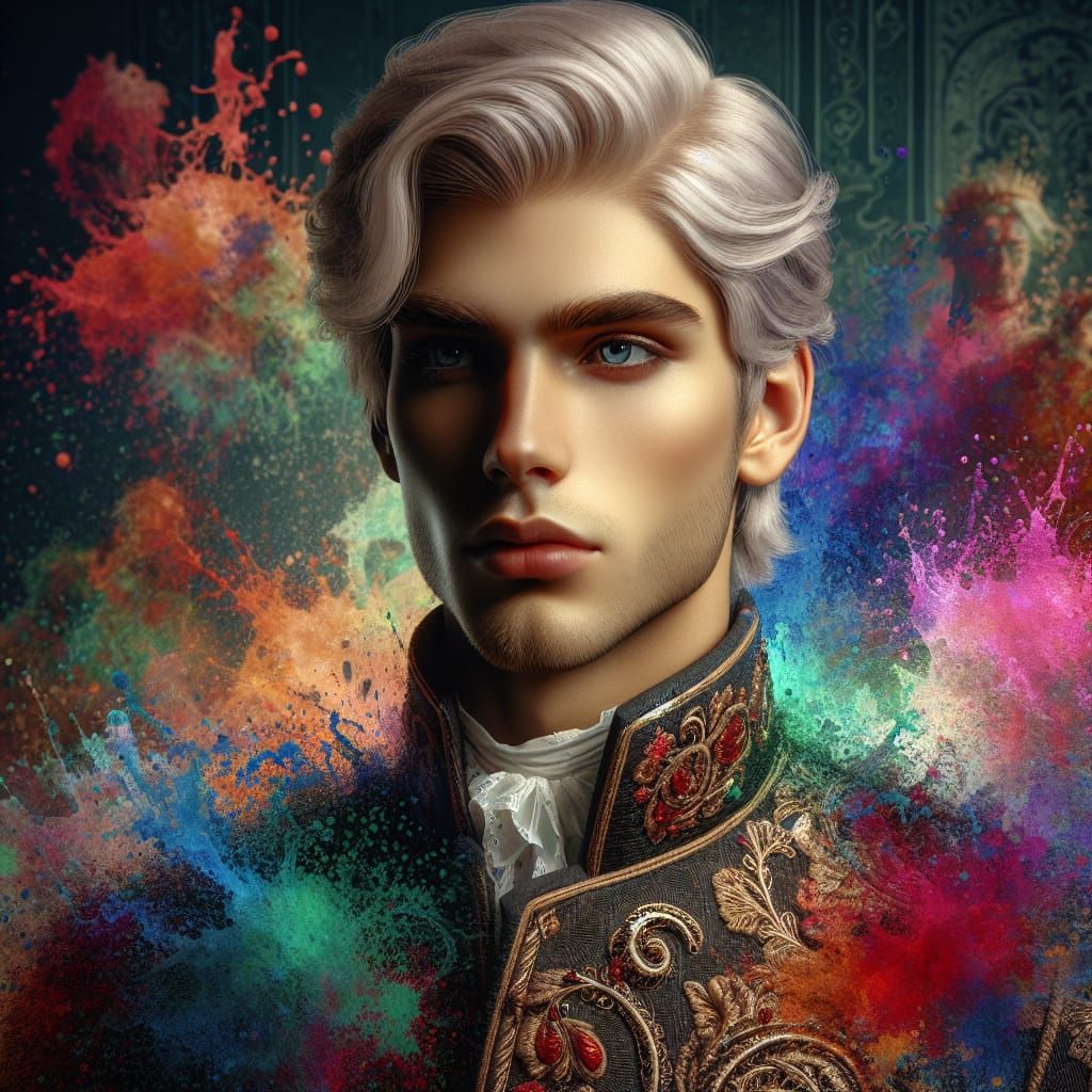 Hyperrealistic Prince with Crown in Royal Clothing