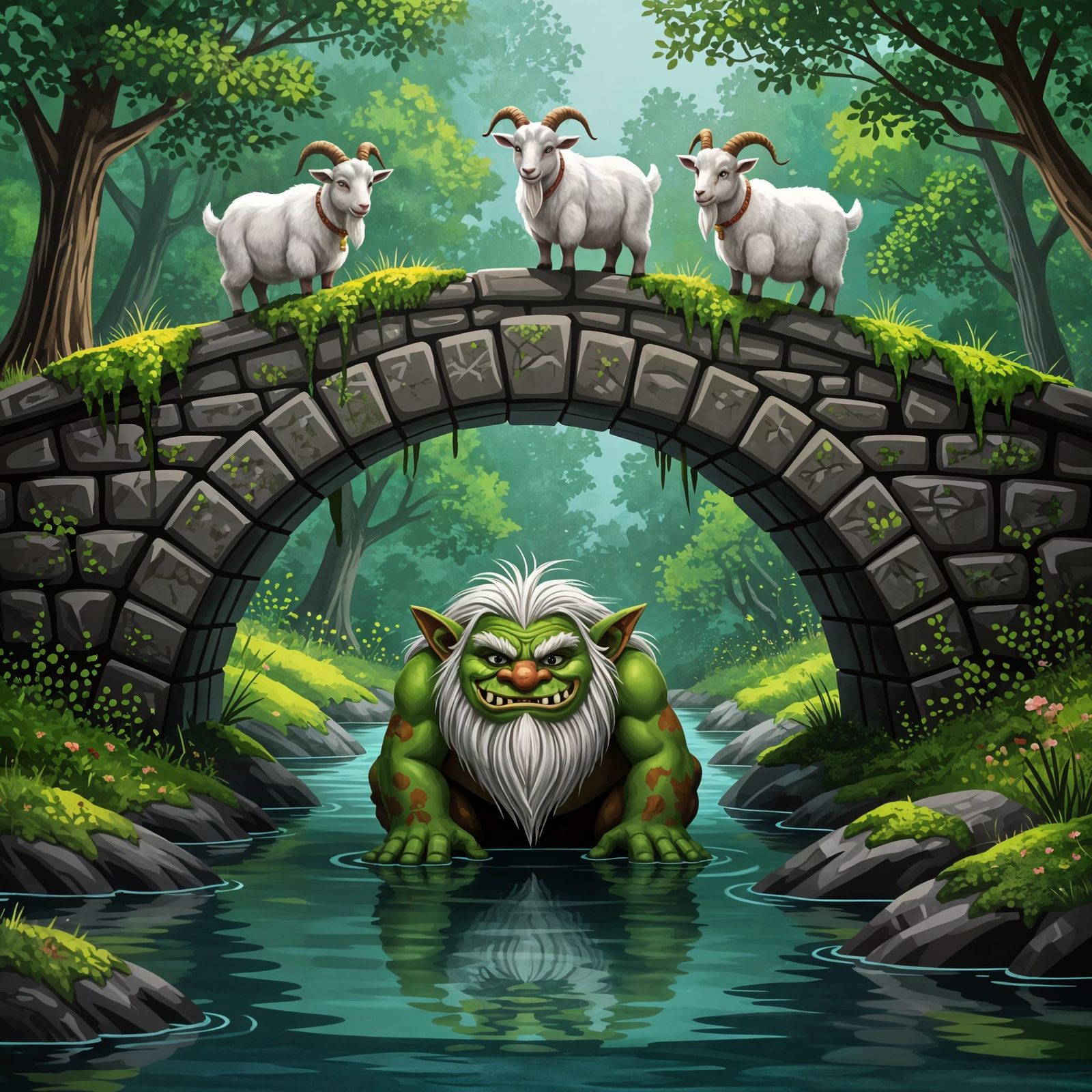 Troll Under Bridge Scares Billy Goats