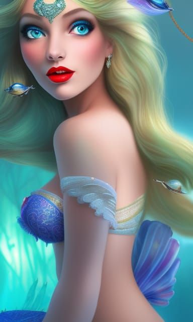Enchanting Mermaid Princess in a Digital Painting