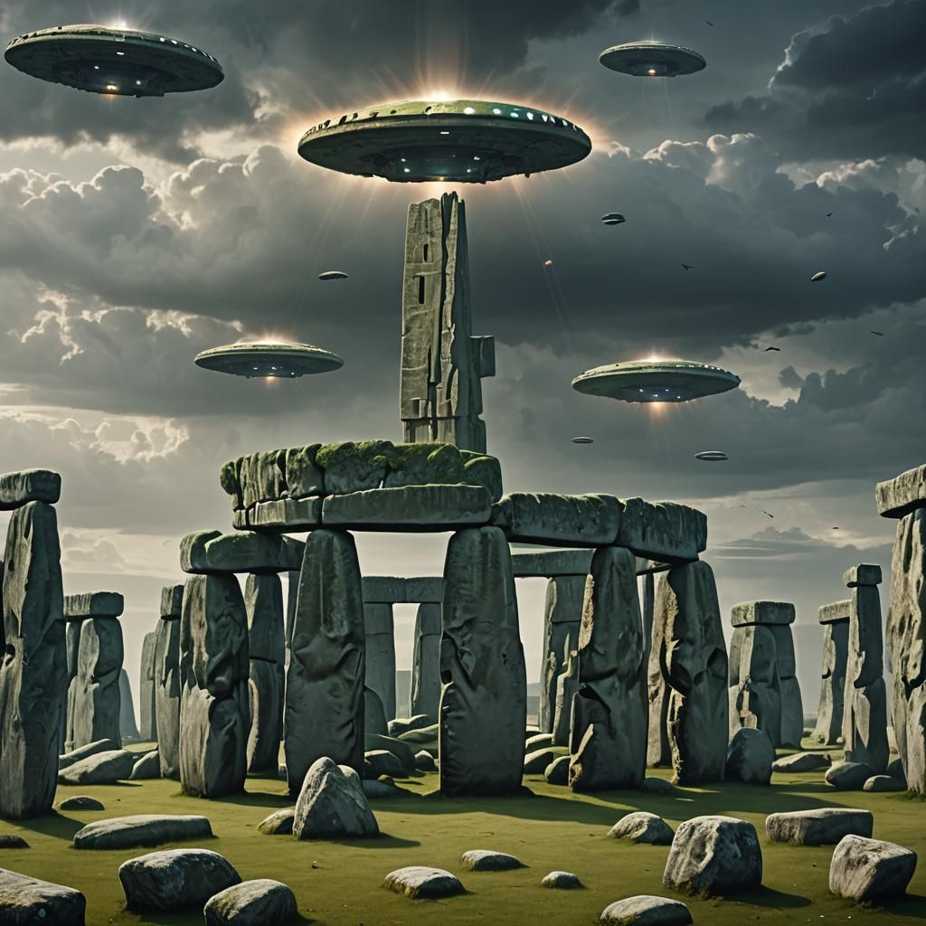 UFOs Constructing Stonehenge: A Digital Matte Painting