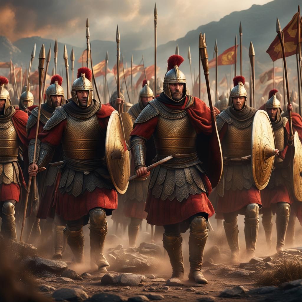 Macedonian Phalanx: Detailed Matte Painting in 8k