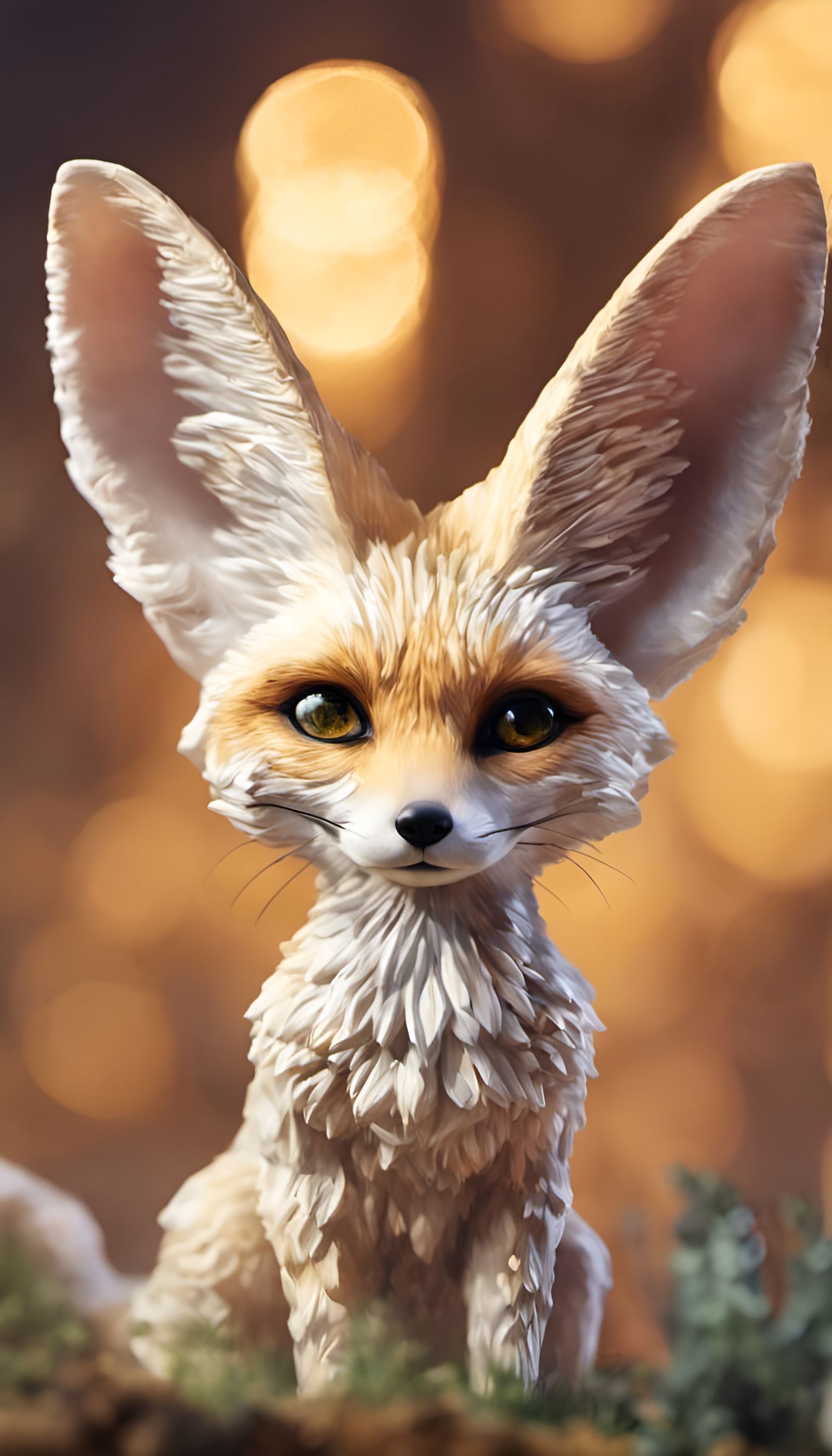 Micro Art Fennec Fox Portrait in Oil Painting Style