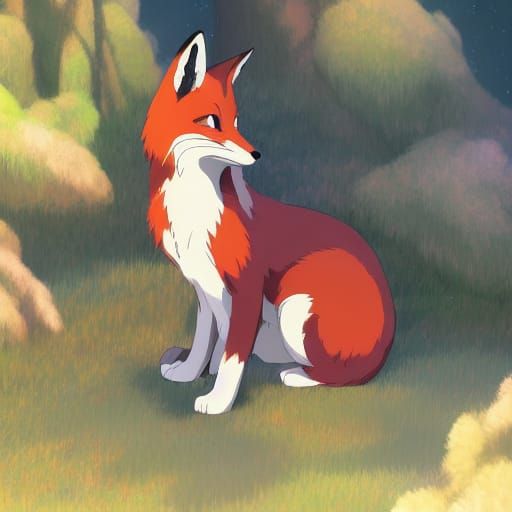 Fox Fursona in Studio Ghibli Anime Style