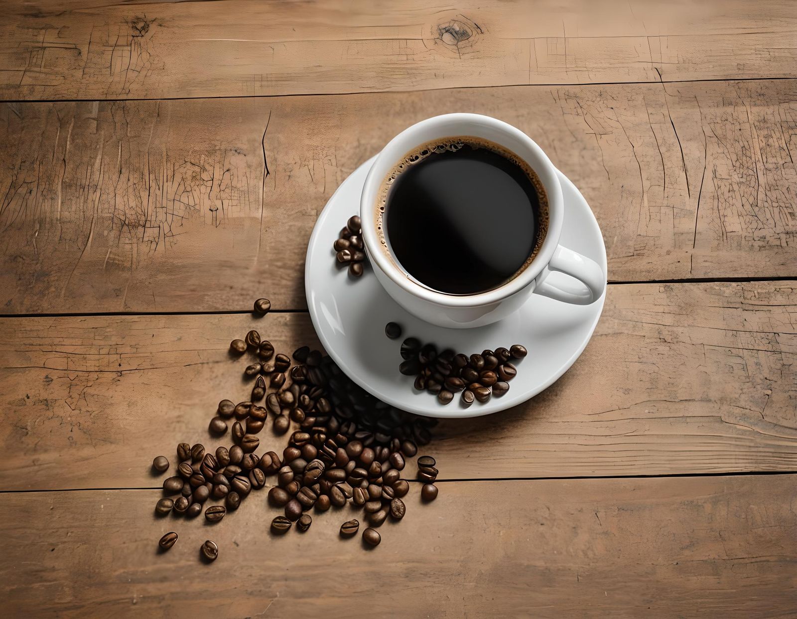 Hot Coffee Cup on Desk Still Life