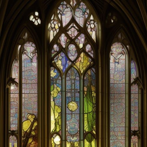 Stained Glass in Abandoned Gothic Chapel