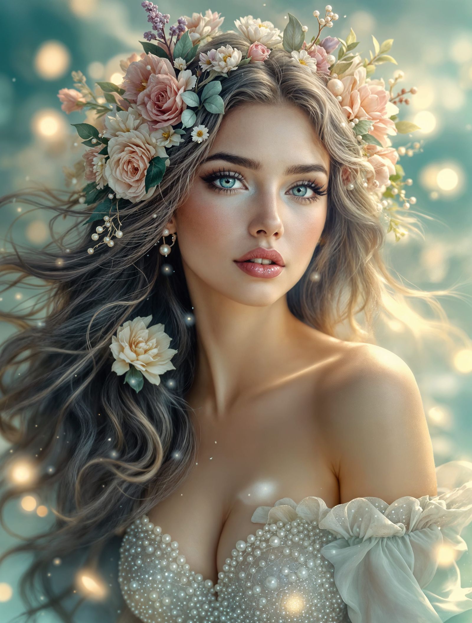 Ethereal Mermaid Portrait in Whimsical Style