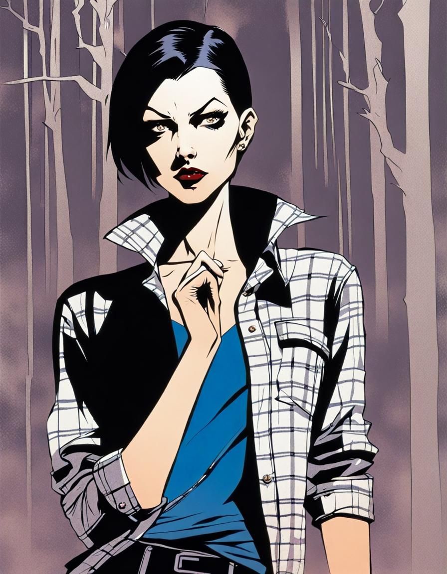 Vampire Portrait in Comic Book Style