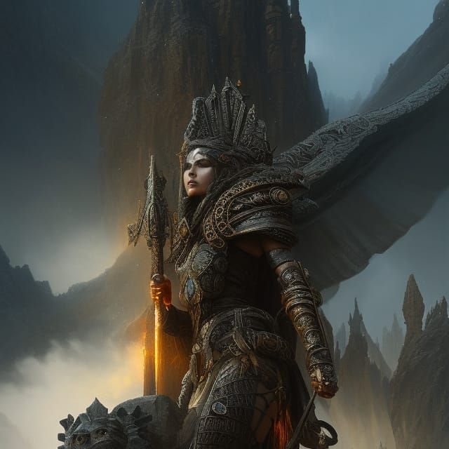 Ancient Scandinavian Goddess in Gothic Art Style