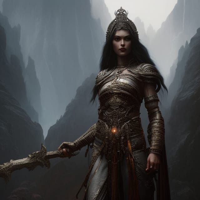 Magnificent Ancient Norse Goddess in Gothic Art Style