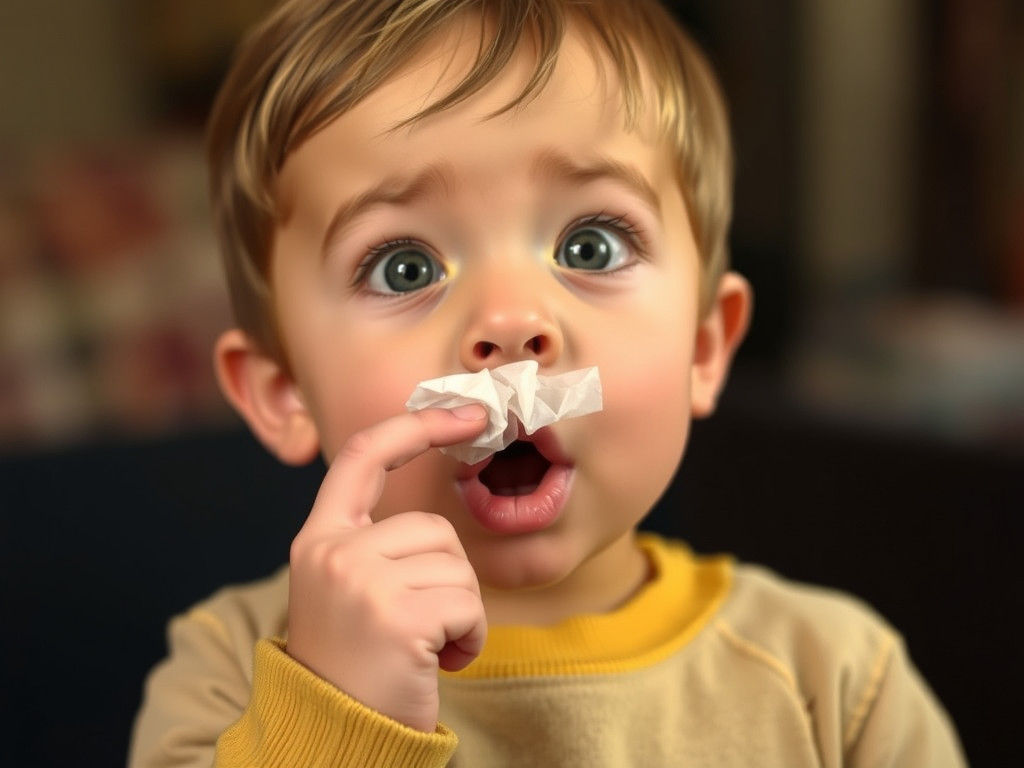 Child Picking Nose with Humorous Text