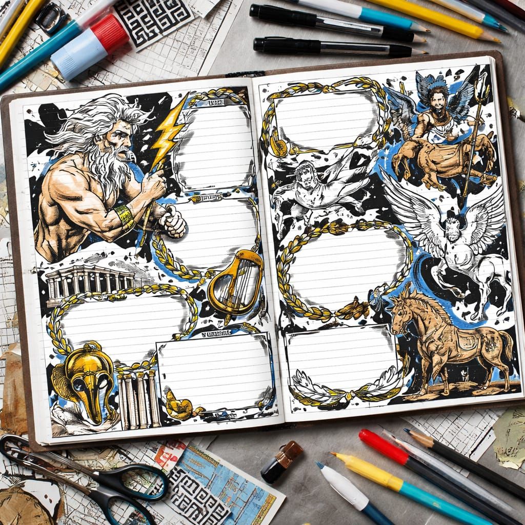 Greek Mythology Collage Art Journal Spread