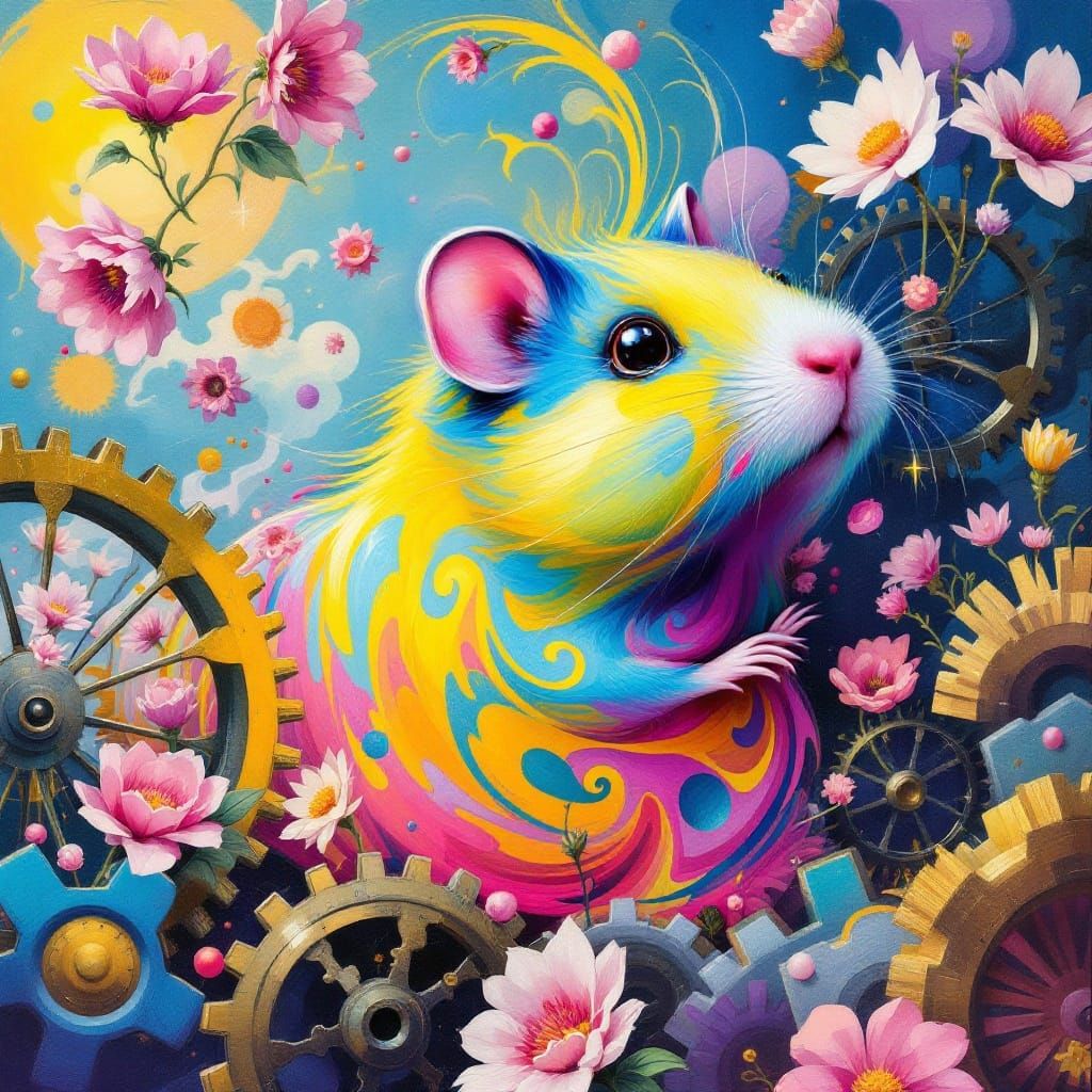 Surrealist Hamster in Vibrant Dreamscapes