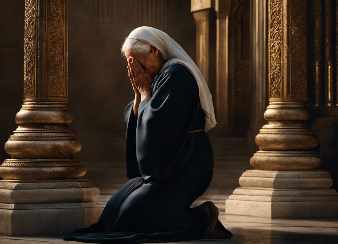 Woman Praying and Crying at Jerusalem Temple