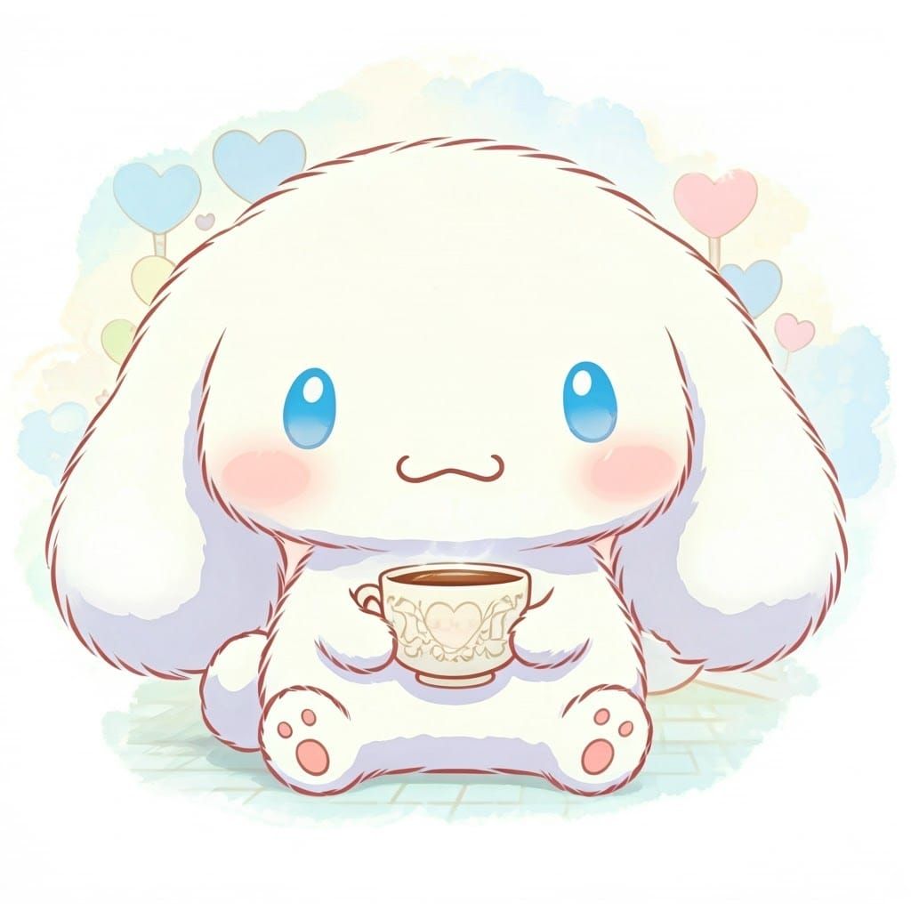 Adorable Cinnamoroll Puppy in Watercolor Landscape