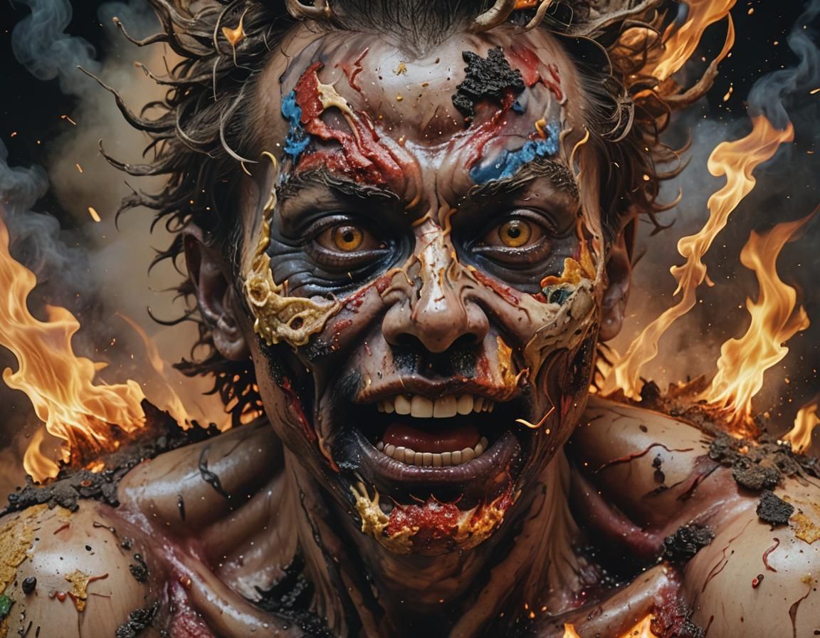Surreal Fire Demon Portrait in Hyper-Realism