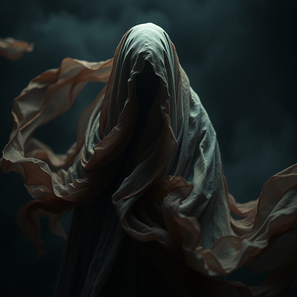 Surreal Figure in Ethereal Shroud