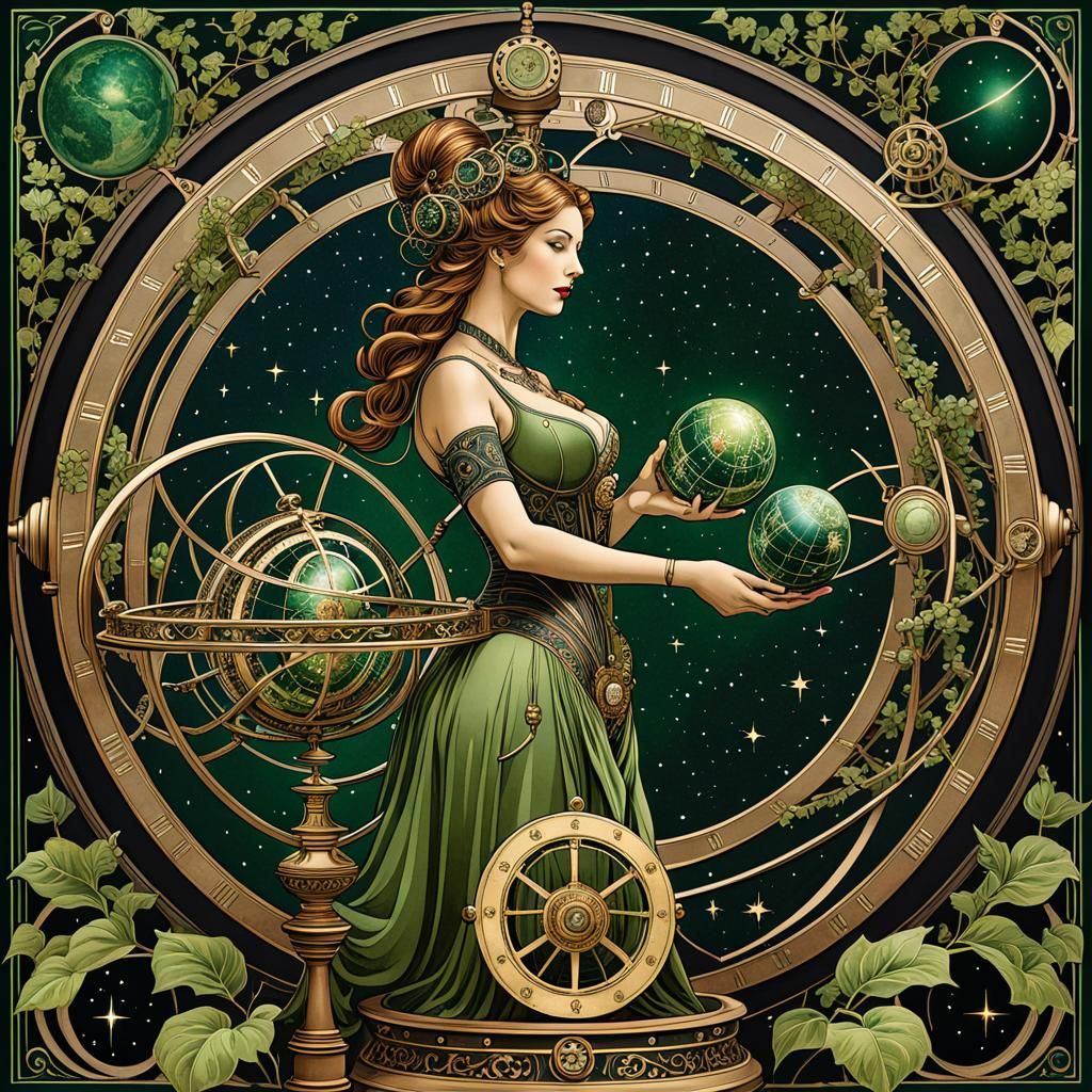 Art Nouveau Woman with Armillary Sphere