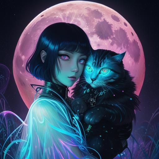 Ethereal Lady in Neo-Surrealist Anime Style