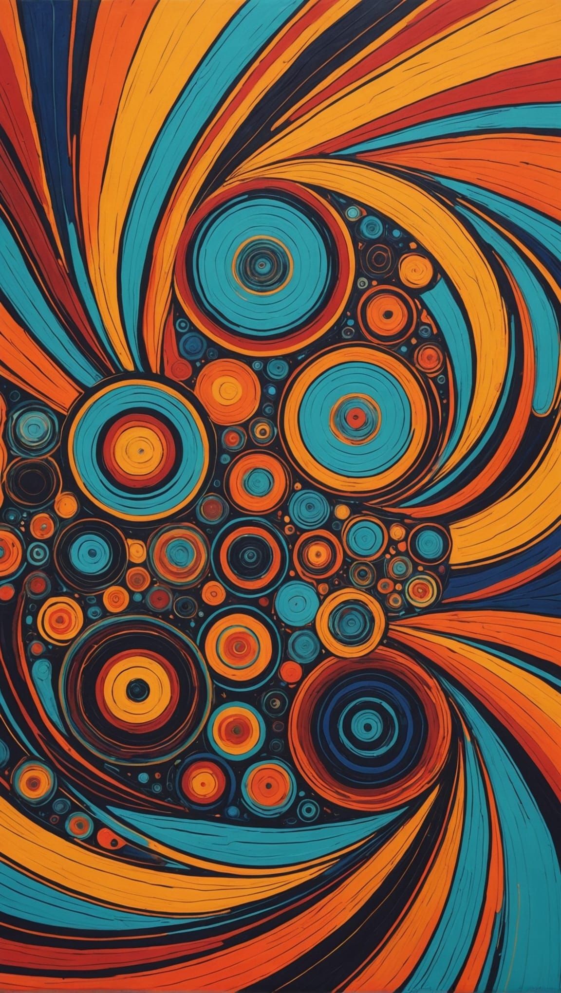 Abstract Hypnotic Cat Portrait in Complementary Colors