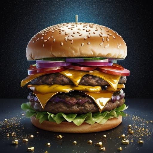 Diamond Burger: Hyperrealistic Splash Art in 8K