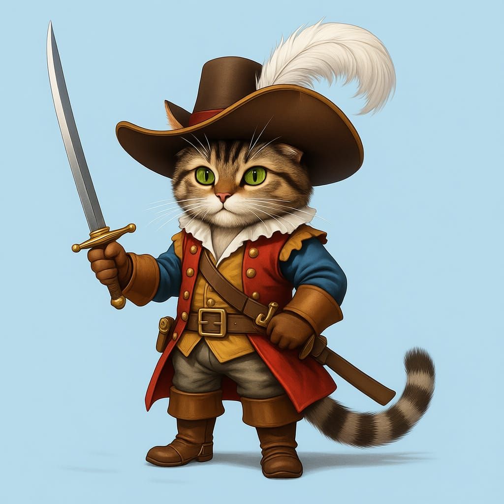 Chivalrous Swashbuckling Cat in 1700s French Style
