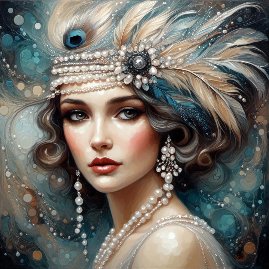 1920s Flapper Portrait with Pearls