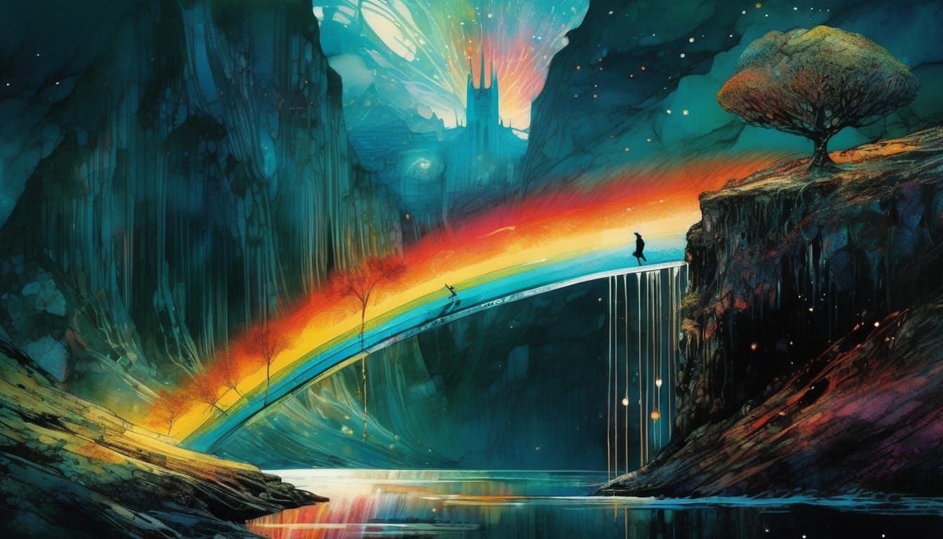 Asgardian Rainbow Bridge Erupts in Vibrant Flames