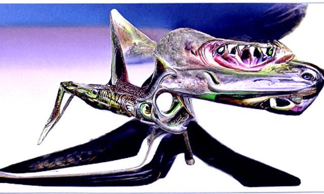 Praying Mantis Hammerhead Shark Hybrid: Detailed Photorealis...