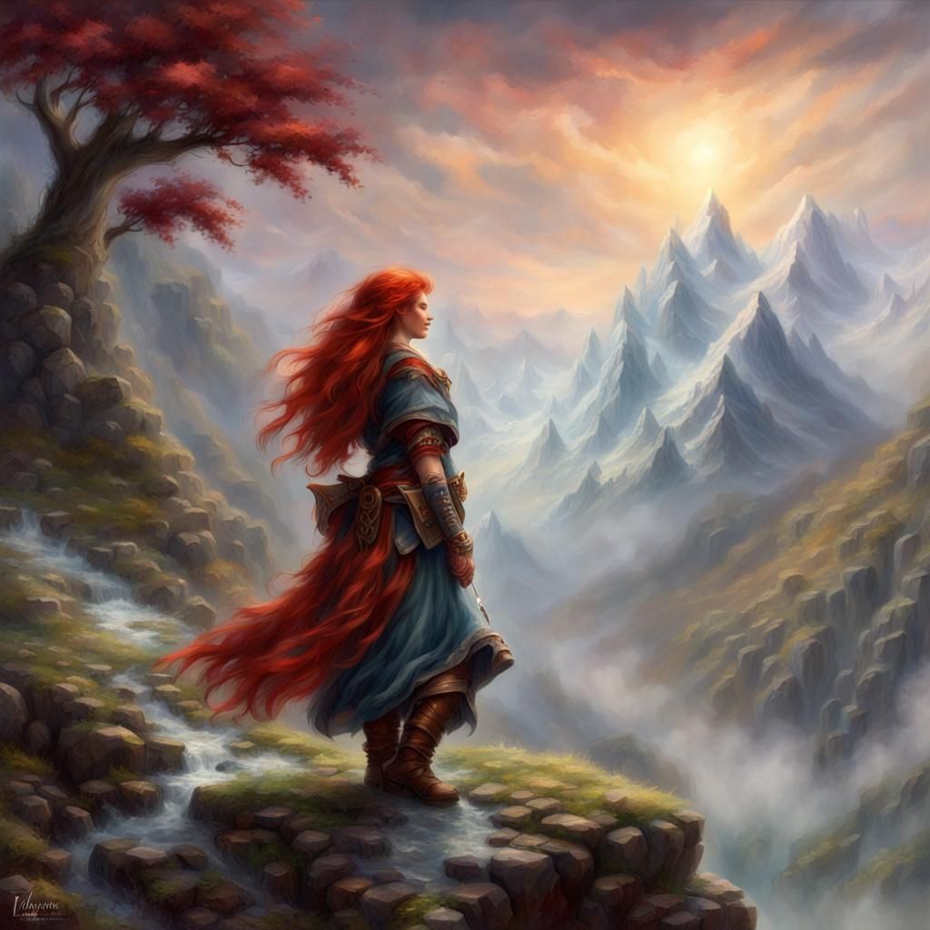 Red-Haired Dwarf Tempest Cleric in Misty Mountains