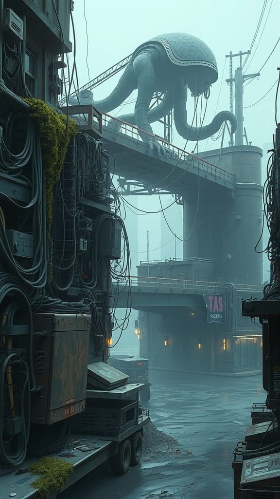 Surreal Sci-Fi Cityscape Built from Electronic Parts