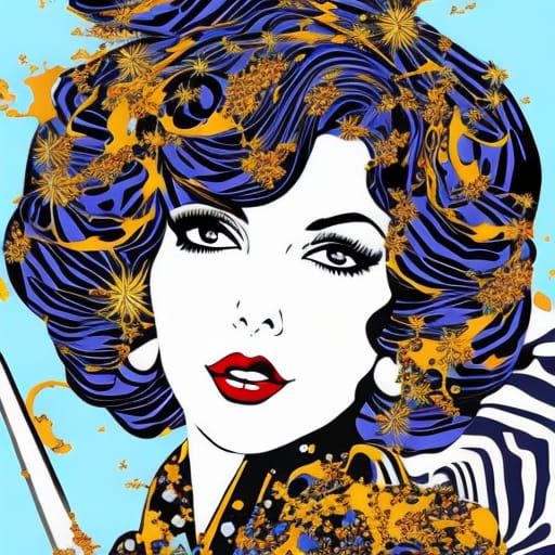 Manga Portrait in Jackson Pollock Style