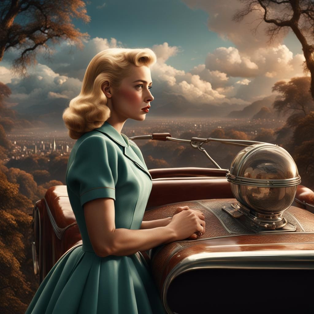 1950s Blonde Girl: Digital Matte Painting
