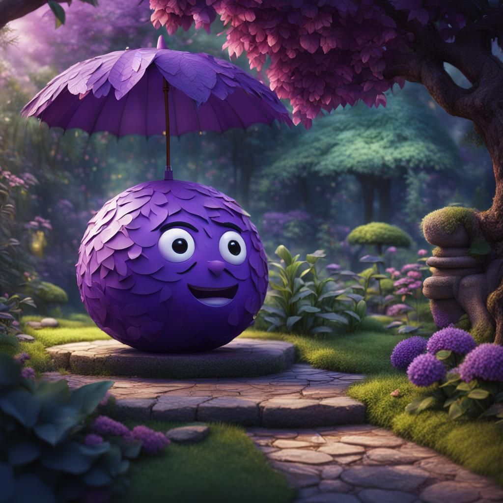 Cute Purple Ball with Leaf Umbrella