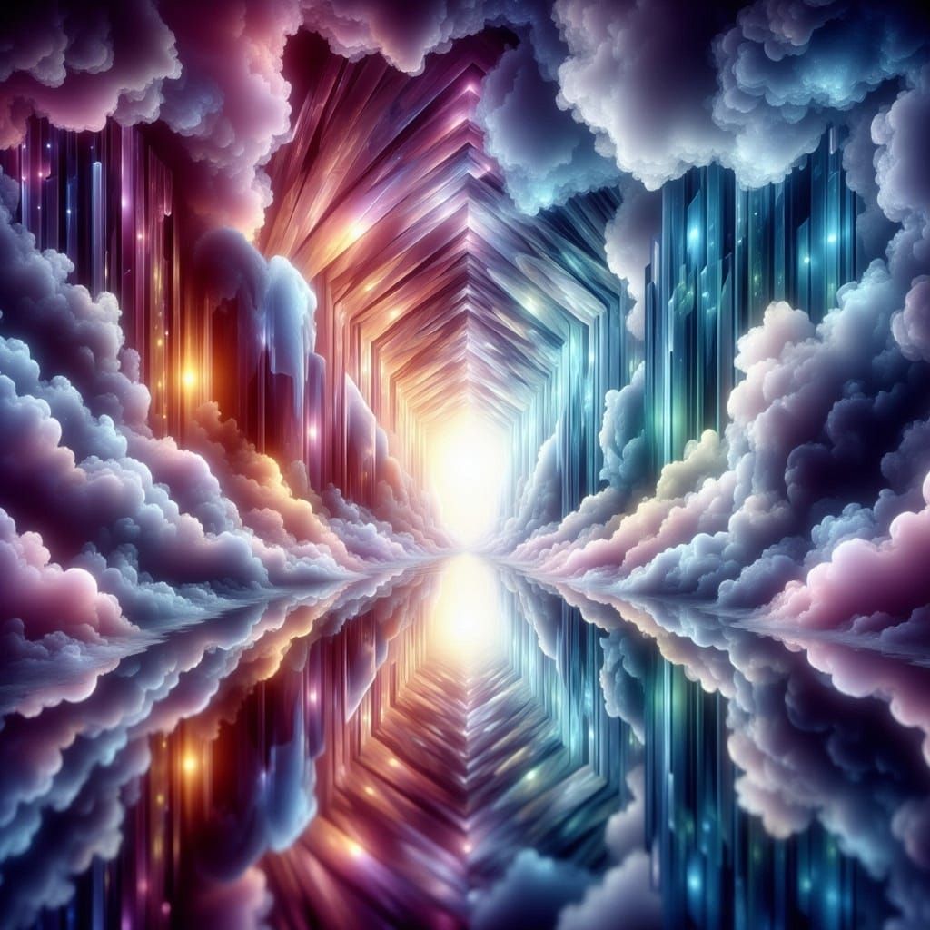 Hypnotic Crystalline Tunnel in Op Art Style