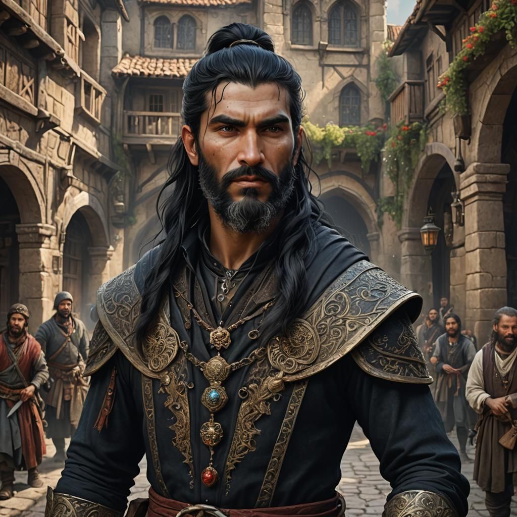 Medieval Fantasy Portrait of a Gipsy Man