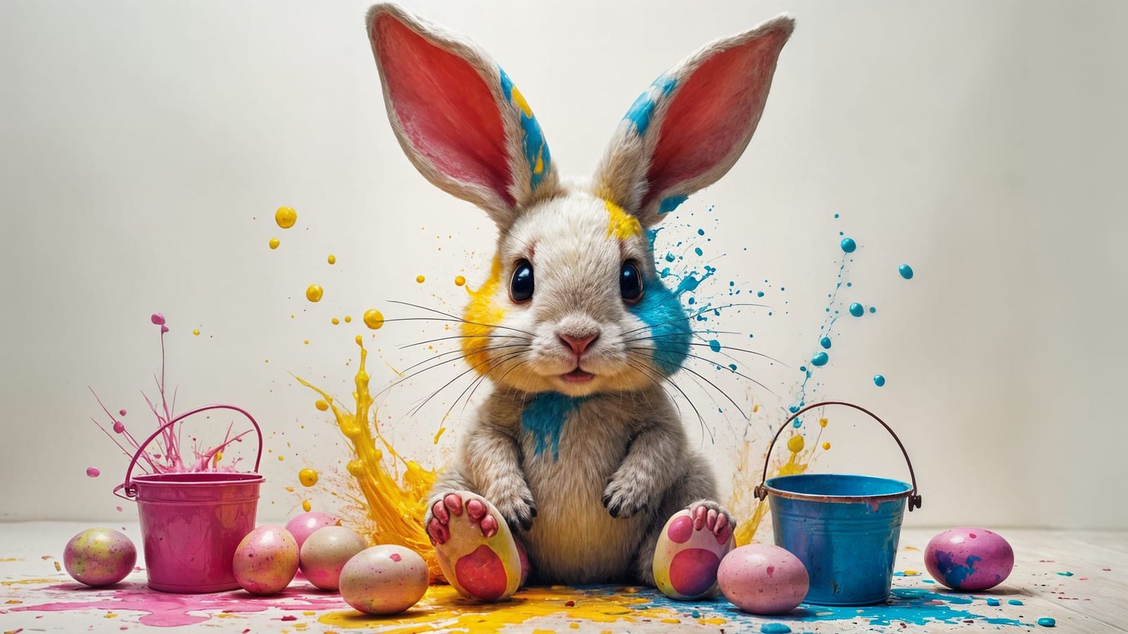 Vibrant Easter Bunny Covered in Colors