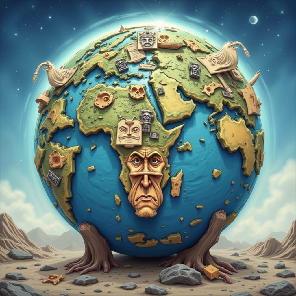 Earth Bearing the Sign "Trump Earth"