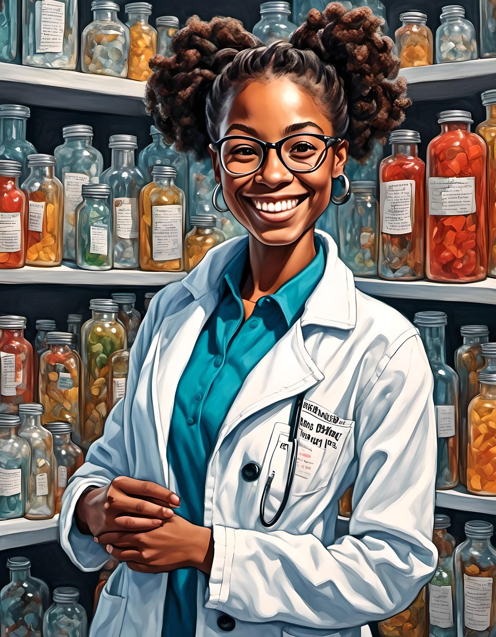 SCP Researcher in Oil Pastel Style Illustration