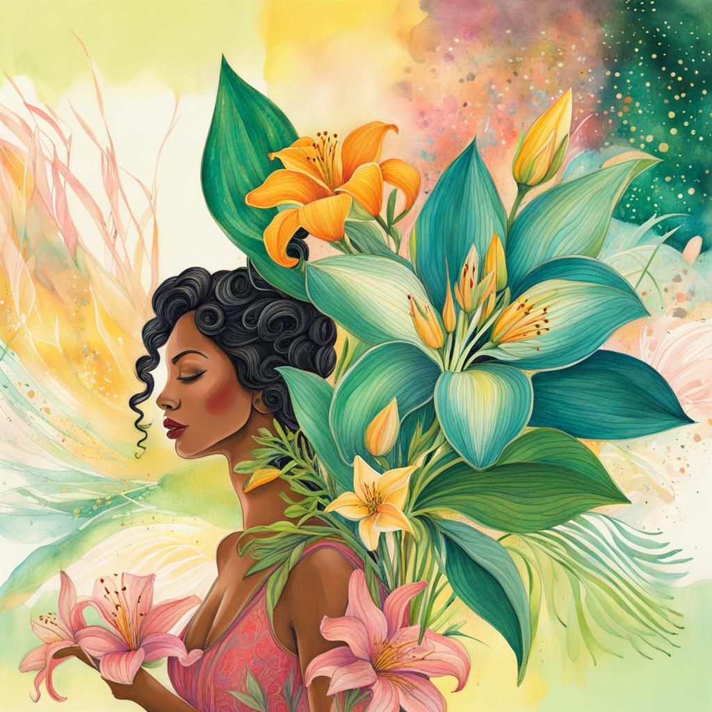 Joyful Summer Bouquet in Art Brut Style