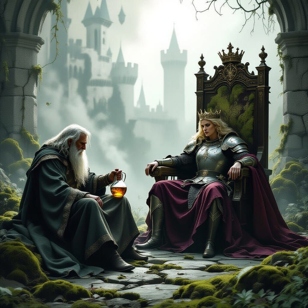 Merlin and Arthur's Camelot in Dramatic Duel