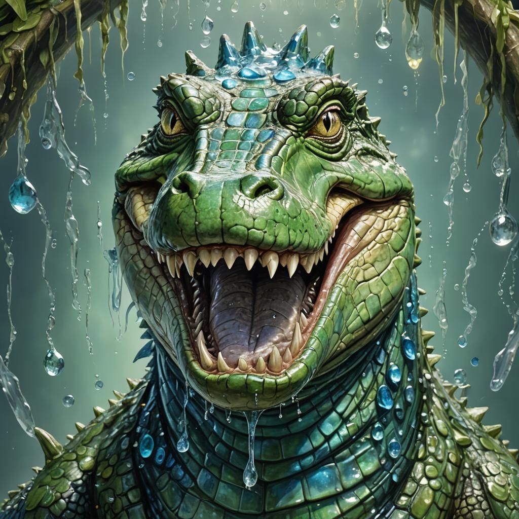 Anthropomorphic Crocodile with Human Face, Digital Art
